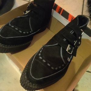 T.U.K. black suede point creepers. Brand new.